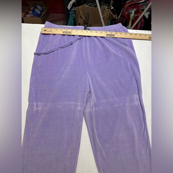 Vintage Oscar de la Renta Lavender Lounge Pajama Set L 2pc Top Pants Y2K Soft - Picture 3 of 11